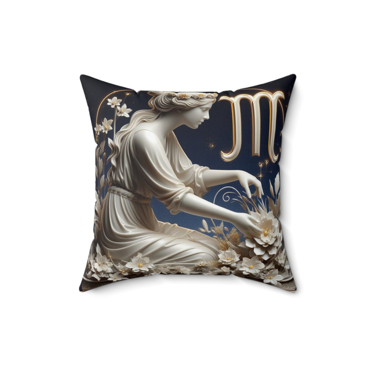 Sculpted Elegance and Blossoms - Virgo - Virgo Sculpted Elegance and Blossoms Pillow - 31.2
