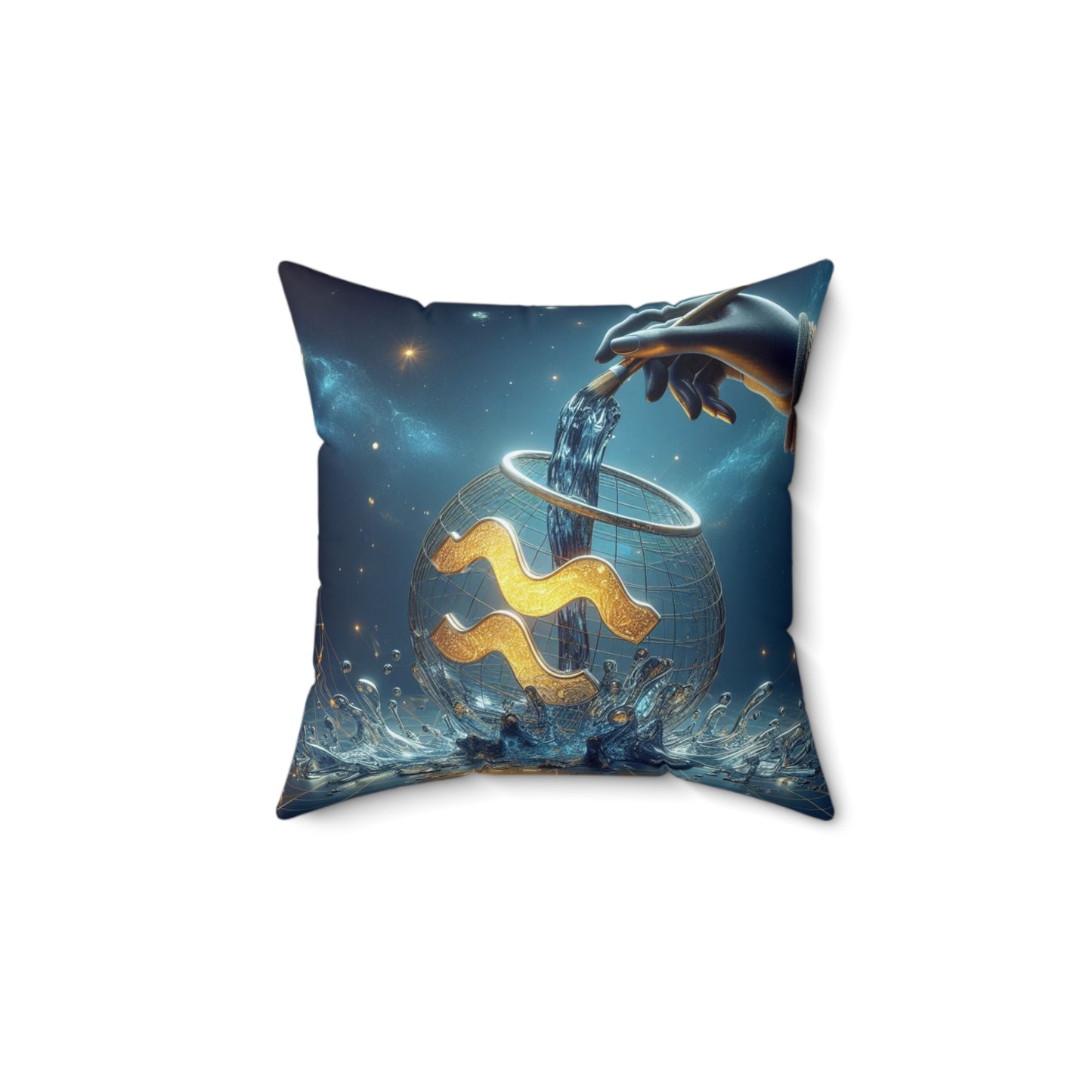 Sculpted Elegance and Blossoms - Aquarius - Aquarius Sculpted Elegance and Blossoms Pillow - 31.2