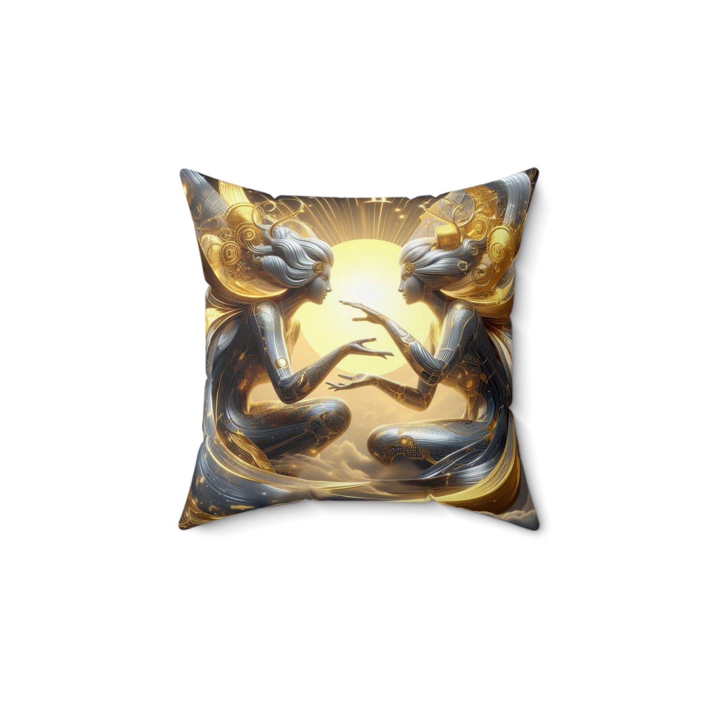 Sculpted Elegance and Blossoms - Gemini - Gemini Sculpted Elegance and Blossoms Pillow - 31.2