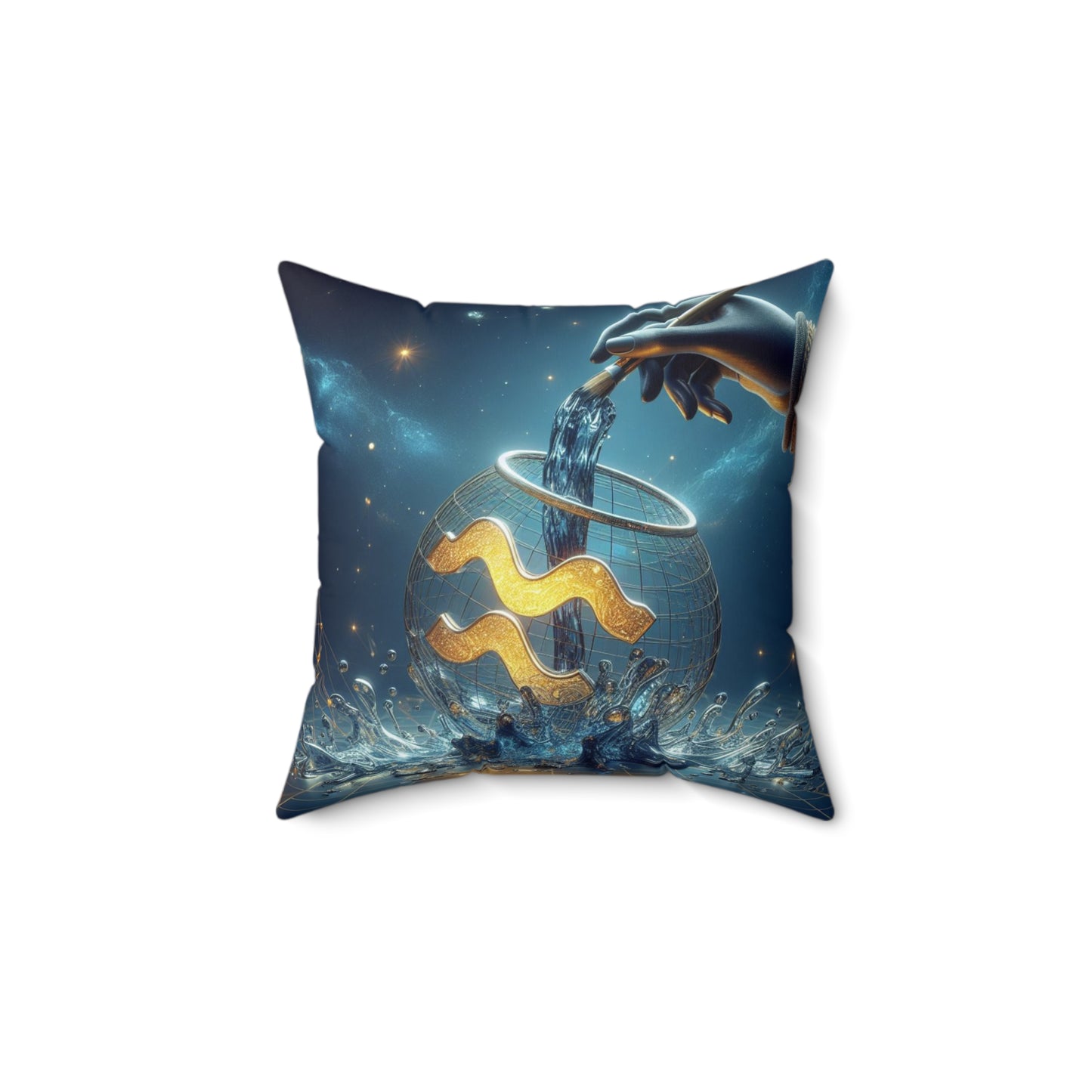 Sculpted Elegance and Blossoms - Aquarius - Aquarius Sculpted Elegance and Blossoms Pillow - 31.2