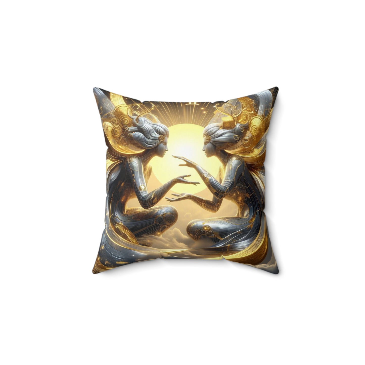 Sculpted Elegance and Blossoms - Gemini - Gemini Sculpted Elegance and Blossoms Pillow - 31.2