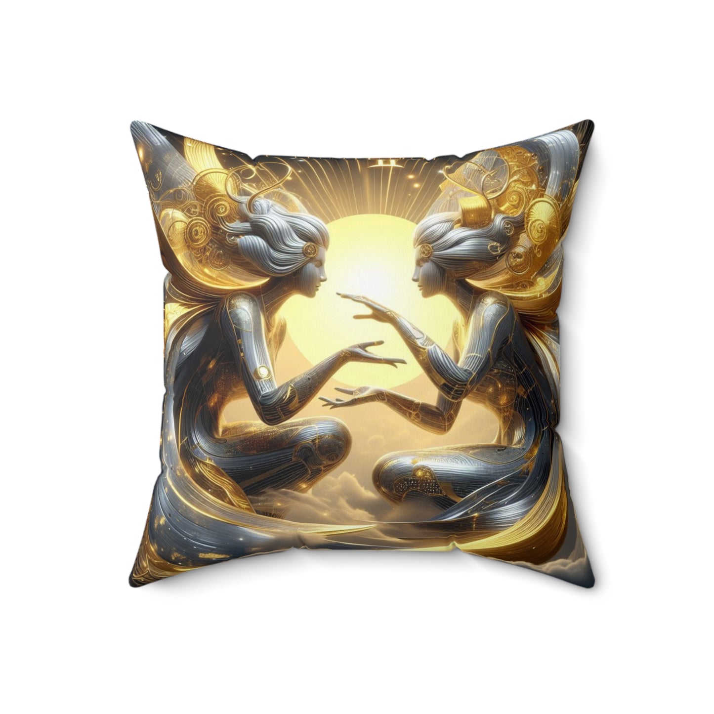 Sculpted Elegance and Blossoms - Gemini - Gemini Sculpted Elegance and Blossoms Pillow - 31.2