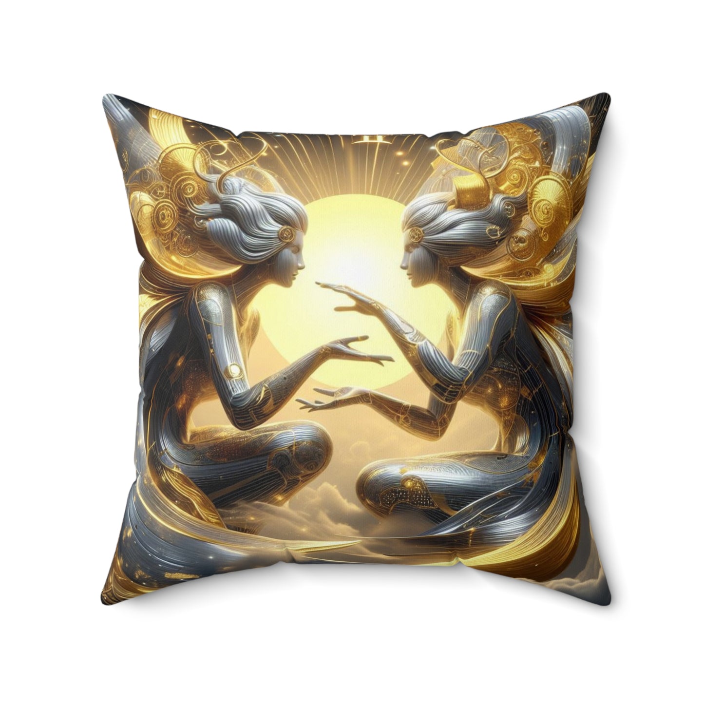 Sculpted Elegance and Blossoms - Gemini - Gemini Sculpted Elegance and Blossoms Pillow - 31.2