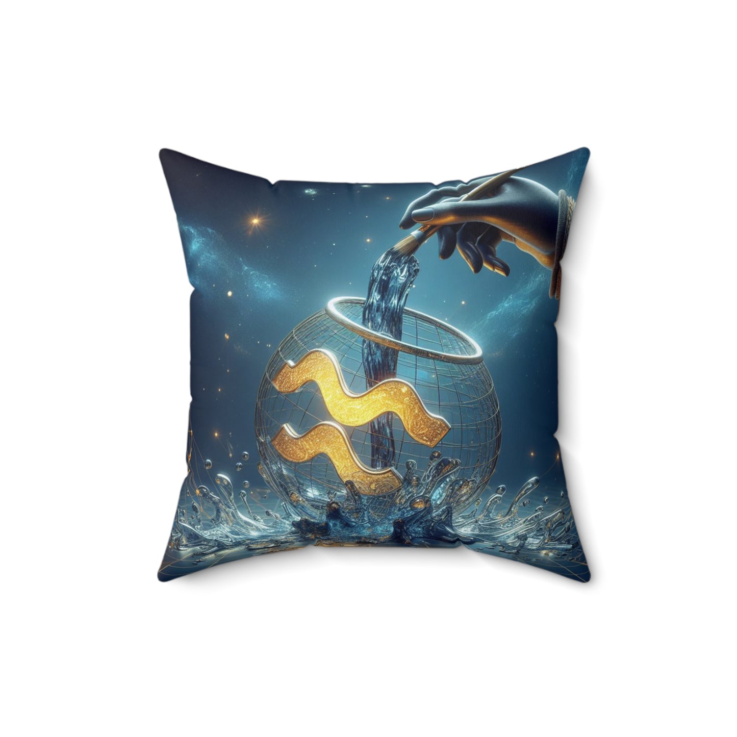 Sculpted Elegance and Blossoms - Aquarius - Aquarius Sculpted Elegance and Blossoms Pillow - 31.2