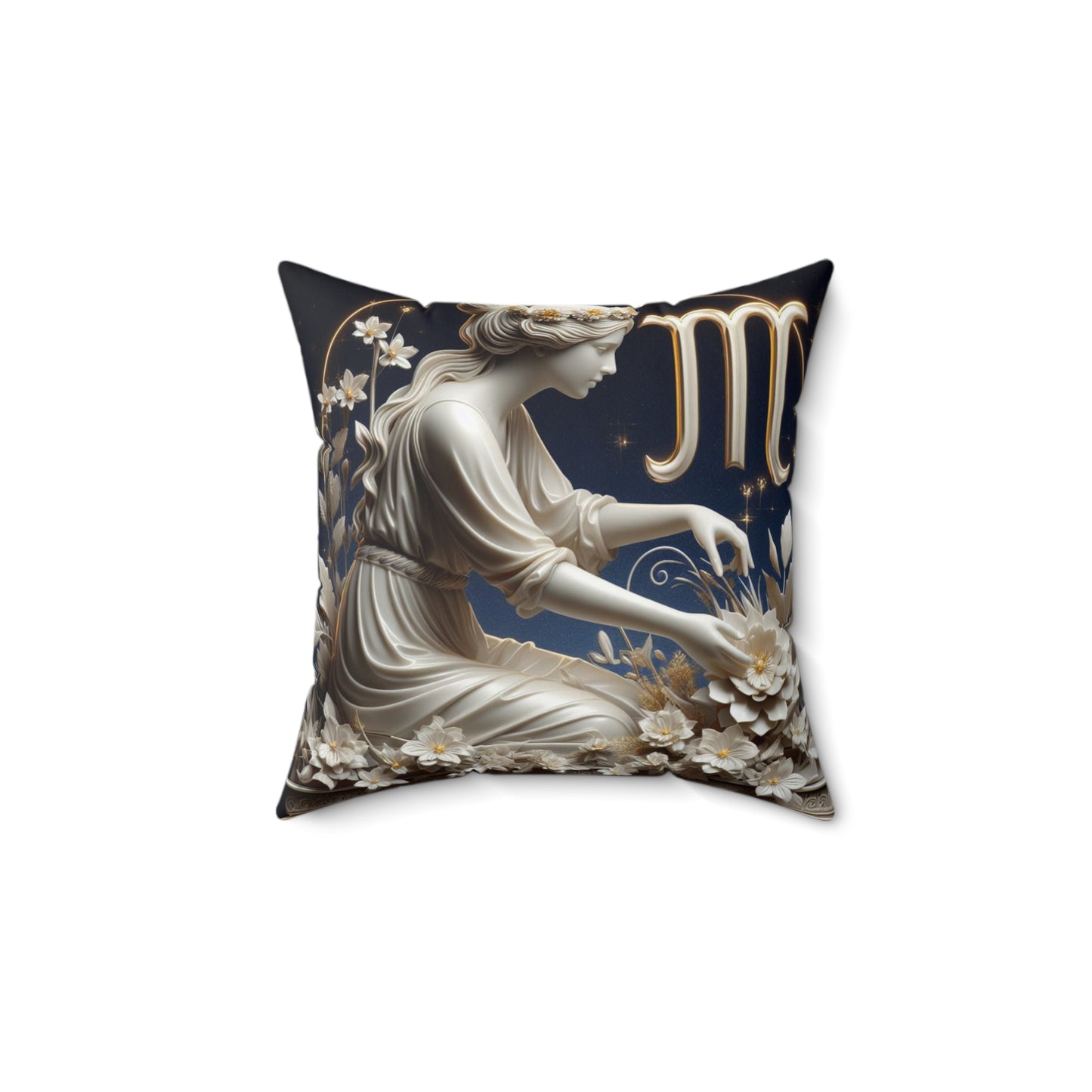 Sculpted Elegance and Blossoms - Virgo - Virgo Sculpted Elegance and Blossoms Pillow - 31.2
