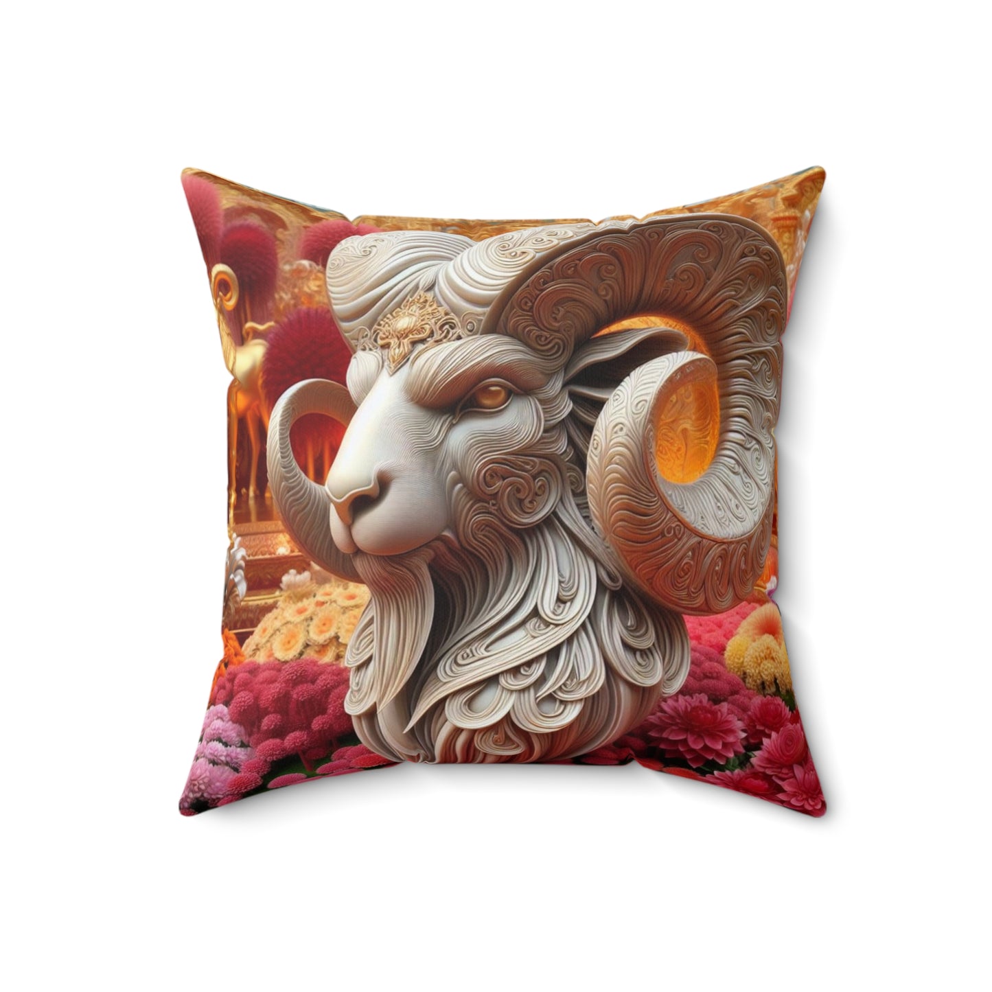 Sculpted Elegance and Blossoms - Aries - Aries Sculpted Elegance and Blossoms Pillow - 31.2