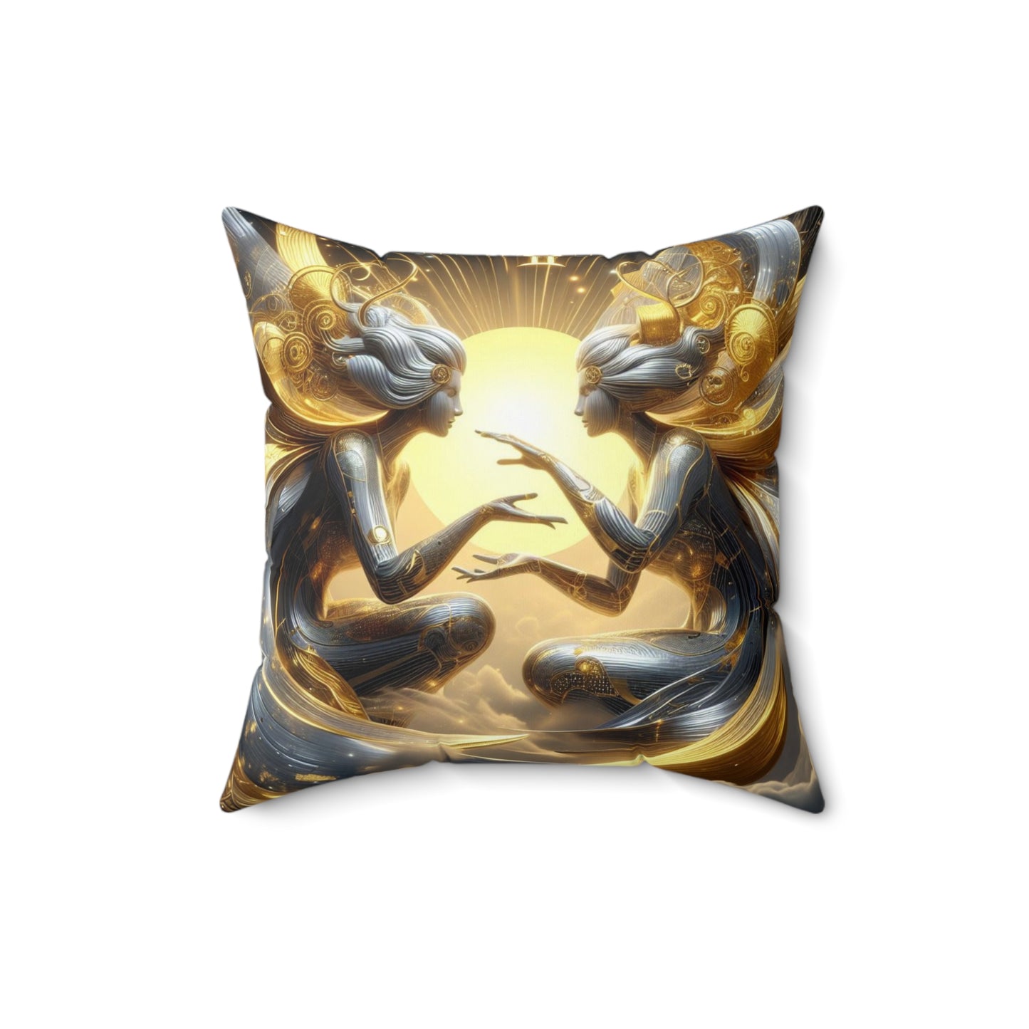 Sculpted Elegance and Blossoms - Gemini - Gemini Sculpted Elegance and Blossoms Pillow - 31.2