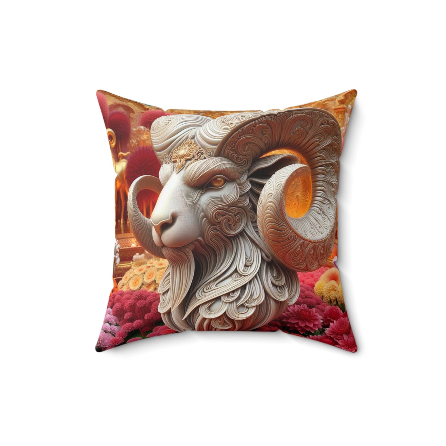 Sculpted Elegance and Blossoms - Aries - Aries Sculpted Elegance and Blossoms Pillow - 31.2