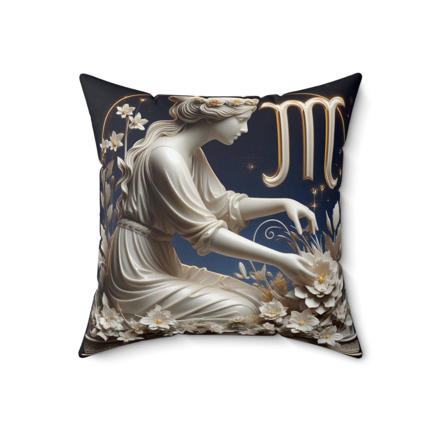Sculpted Elegance and Blossoms - Virgo - Virgo Sculpted Elegance and Blossoms Pillow - 31.2