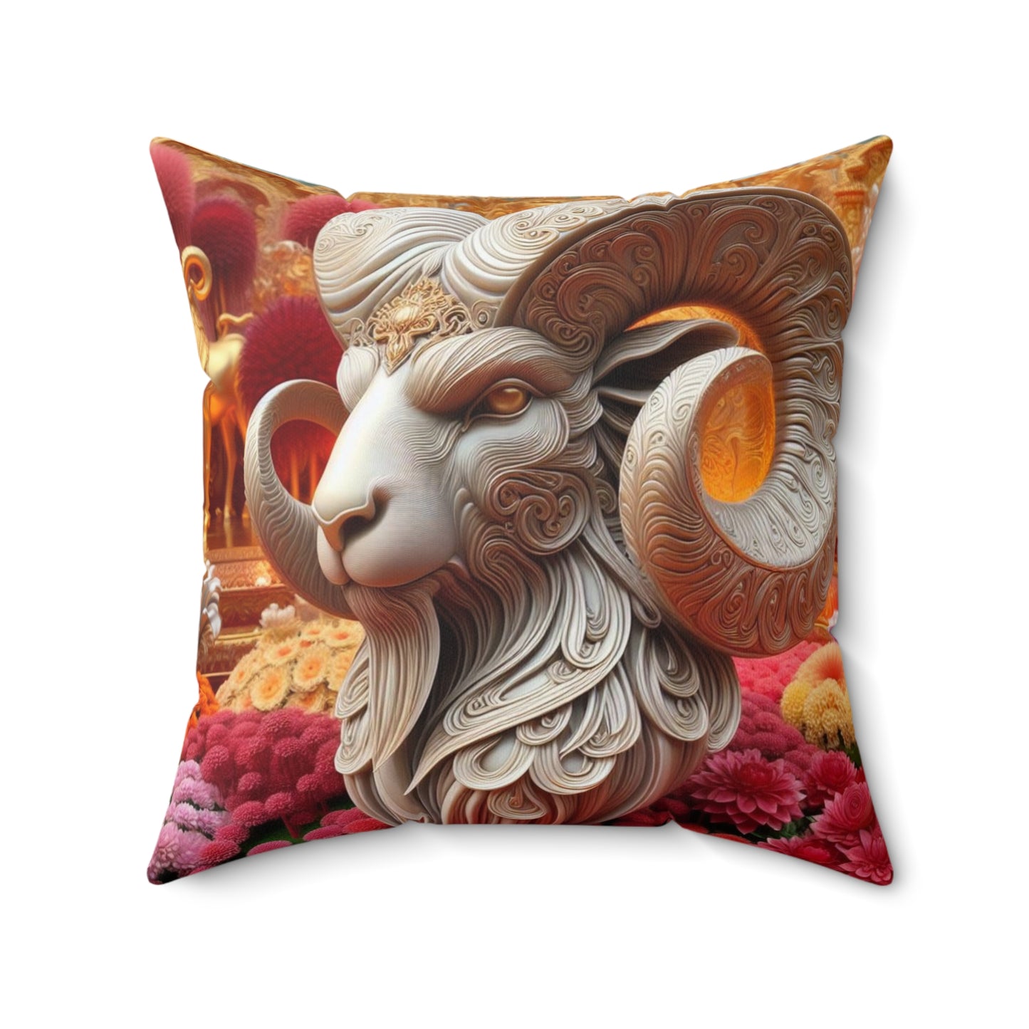 Sculpted Elegance and Blossoms - Aries - Aries Sculpted Elegance and Blossoms Pillow - 31.2