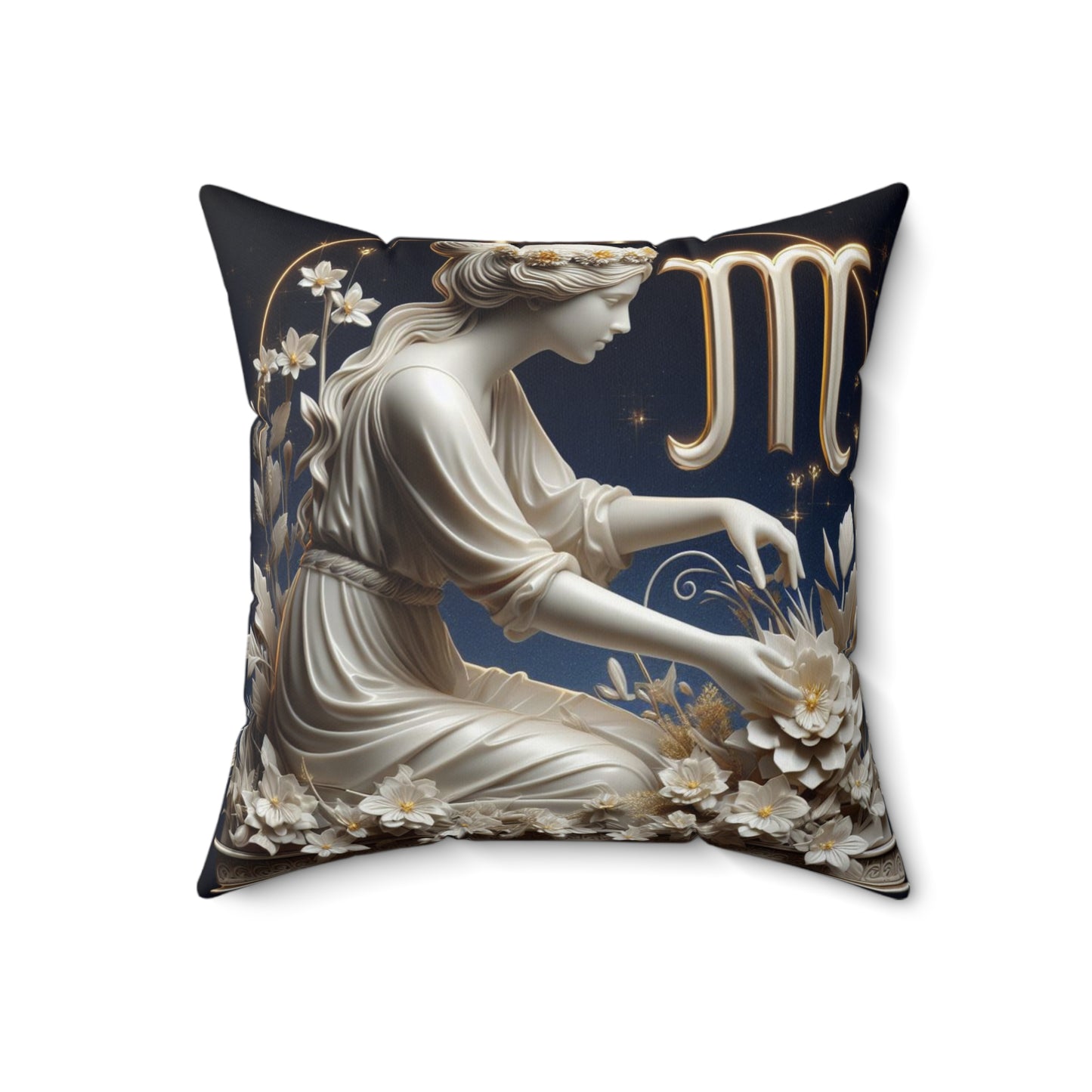 Sculpted Elegance and Blossoms - Virgo - Virgo Sculpted Elegance and Blossoms Pillow - 31.2