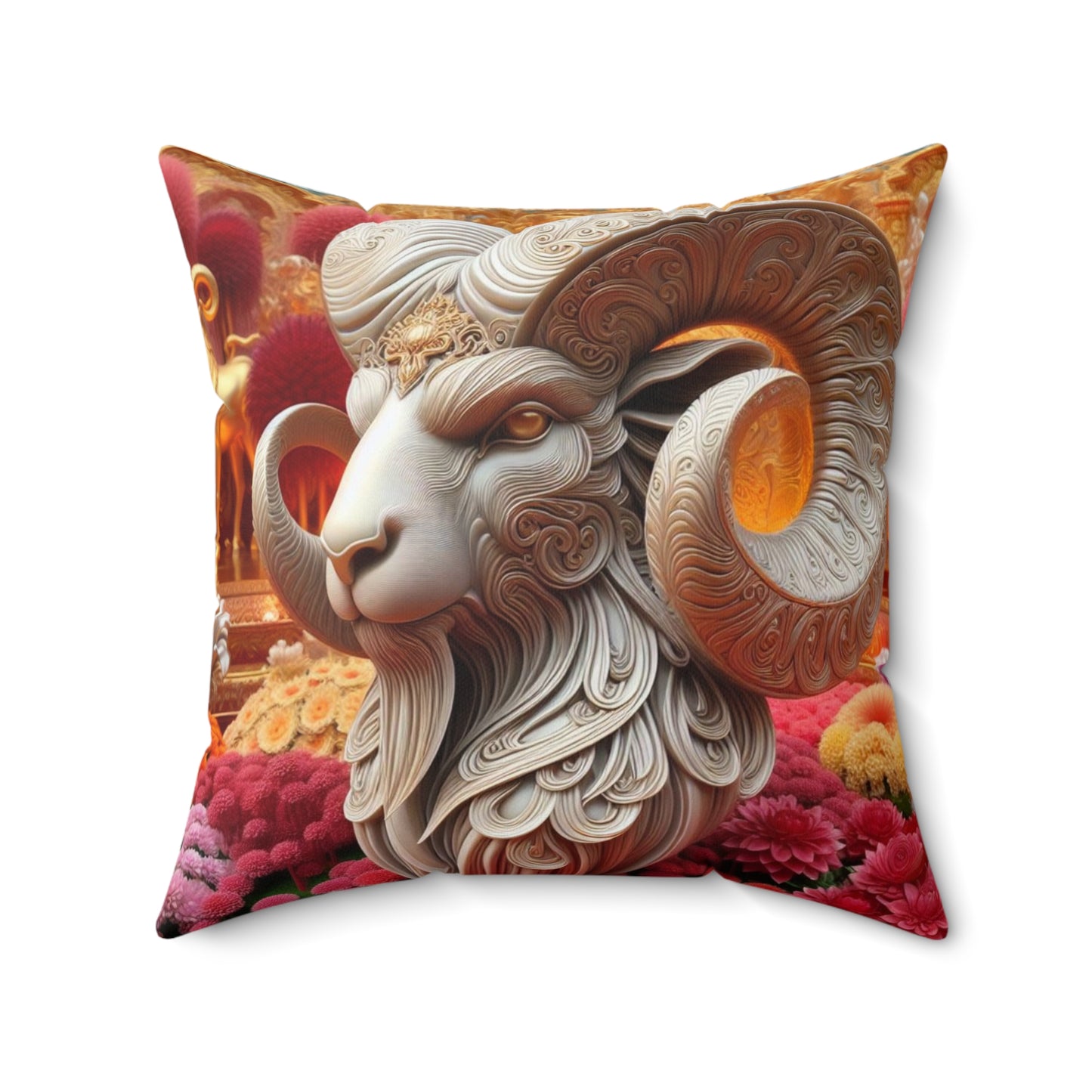 Sculpted Elegance and Blossoms - Aries - Aries Sculpted Elegance and Blossoms Pillow - 31.2