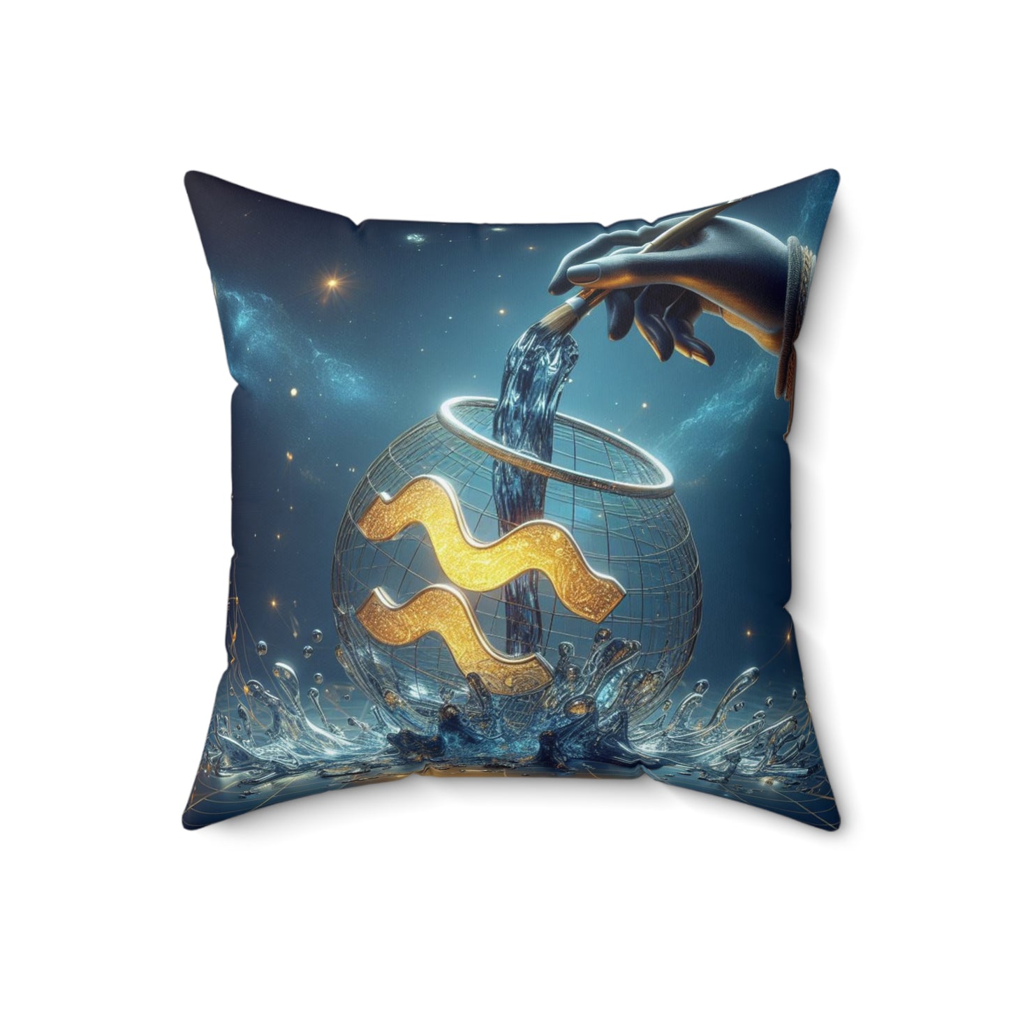 Sculpted Elegance and Blossoms - Aquarius - Aquarius Sculpted Elegance and Blossoms Pillow - 31.2