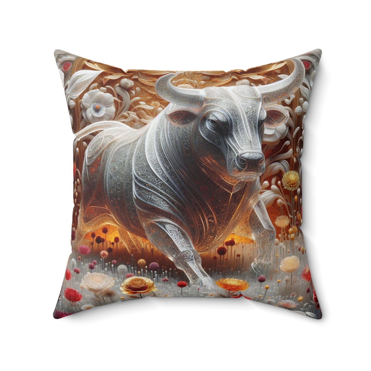 Sculpted Elegance and Blossoms - Taurus - Taurus Sculpted Elegance and Blossoms Pillow - 31.2