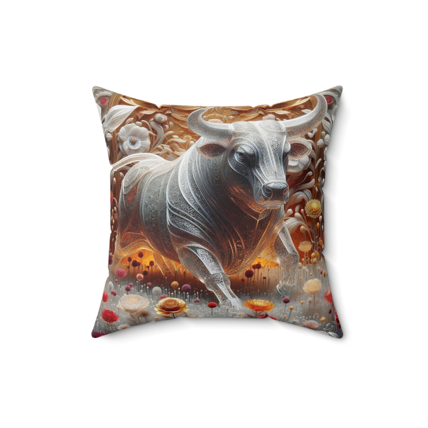 Sculpted Elegance and Blossoms - Taurus - Taurus Sculpted Elegance and Blossoms Pillow - 31.2