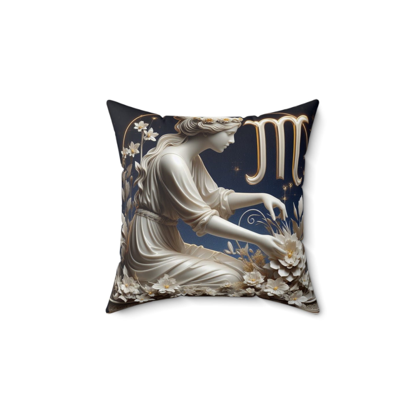 Sculpted Elegance and Blossoms - Virgo - Virgo Sculpted Elegance and Blossoms Pillow - 31.2