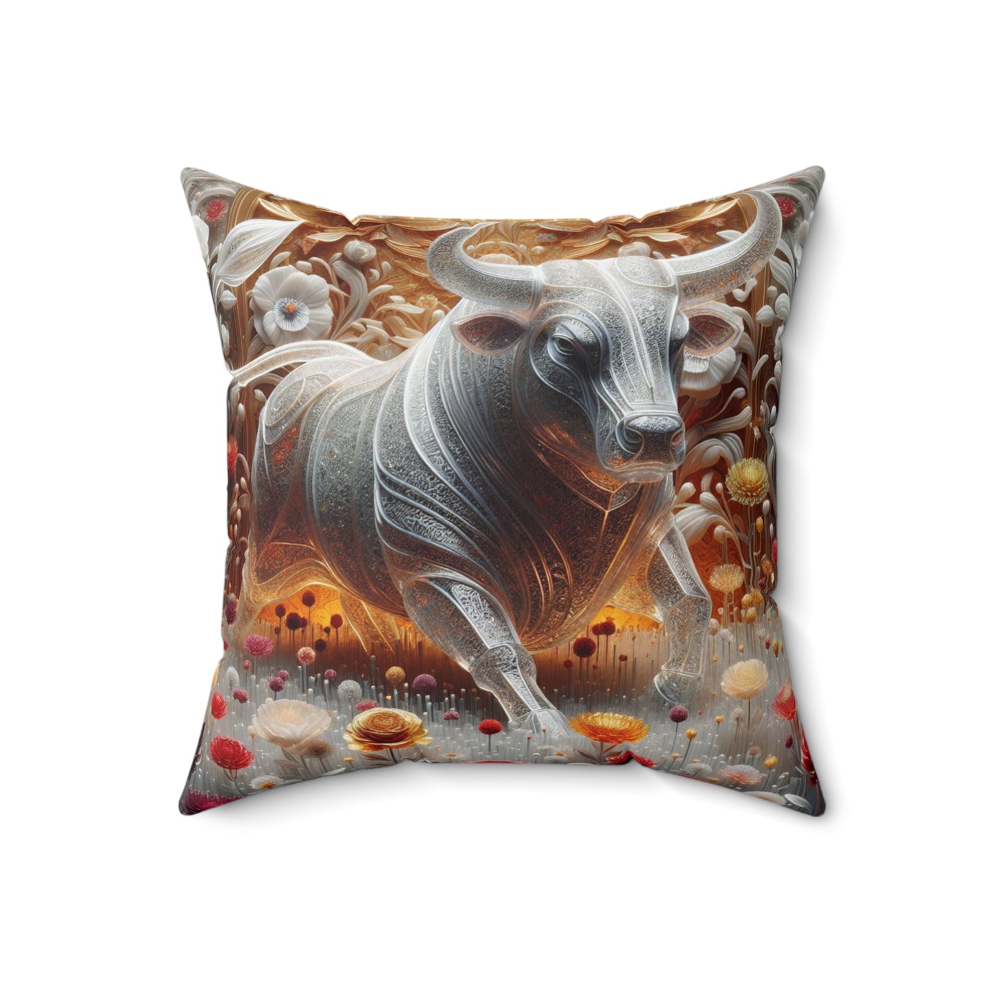 Sculpted Elegance and Blossoms - Taurus - Taurus Sculpted Elegance and Blossoms Pillow - 31.2