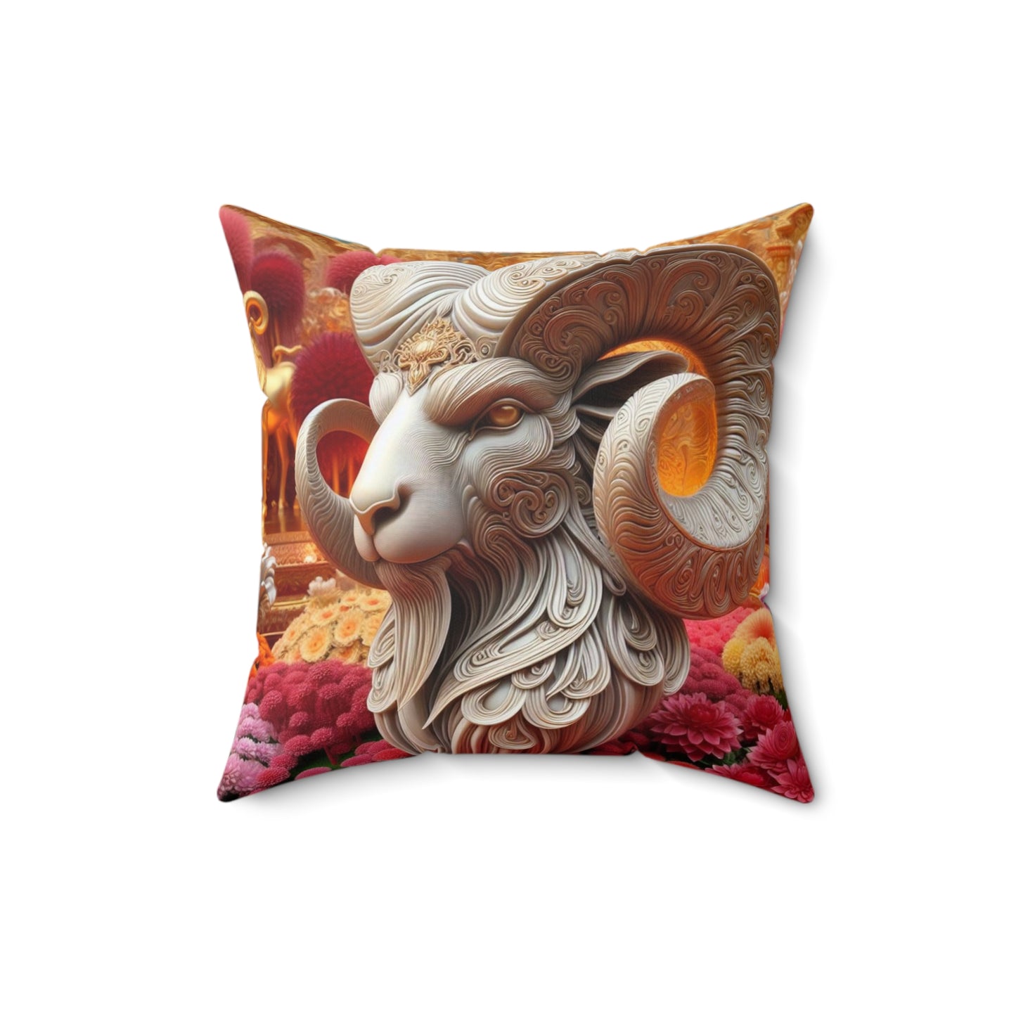 Sculpted Elegance and Blossoms - Aries - Aries Sculpted Elegance and Blossoms Pillow - 31.2