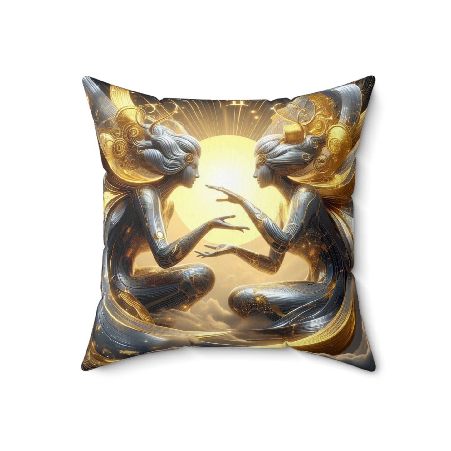 Sculpted Elegance and Blossoms - Gemini - Gemini Sculpted Elegance and Blossoms Pillow - 31.2