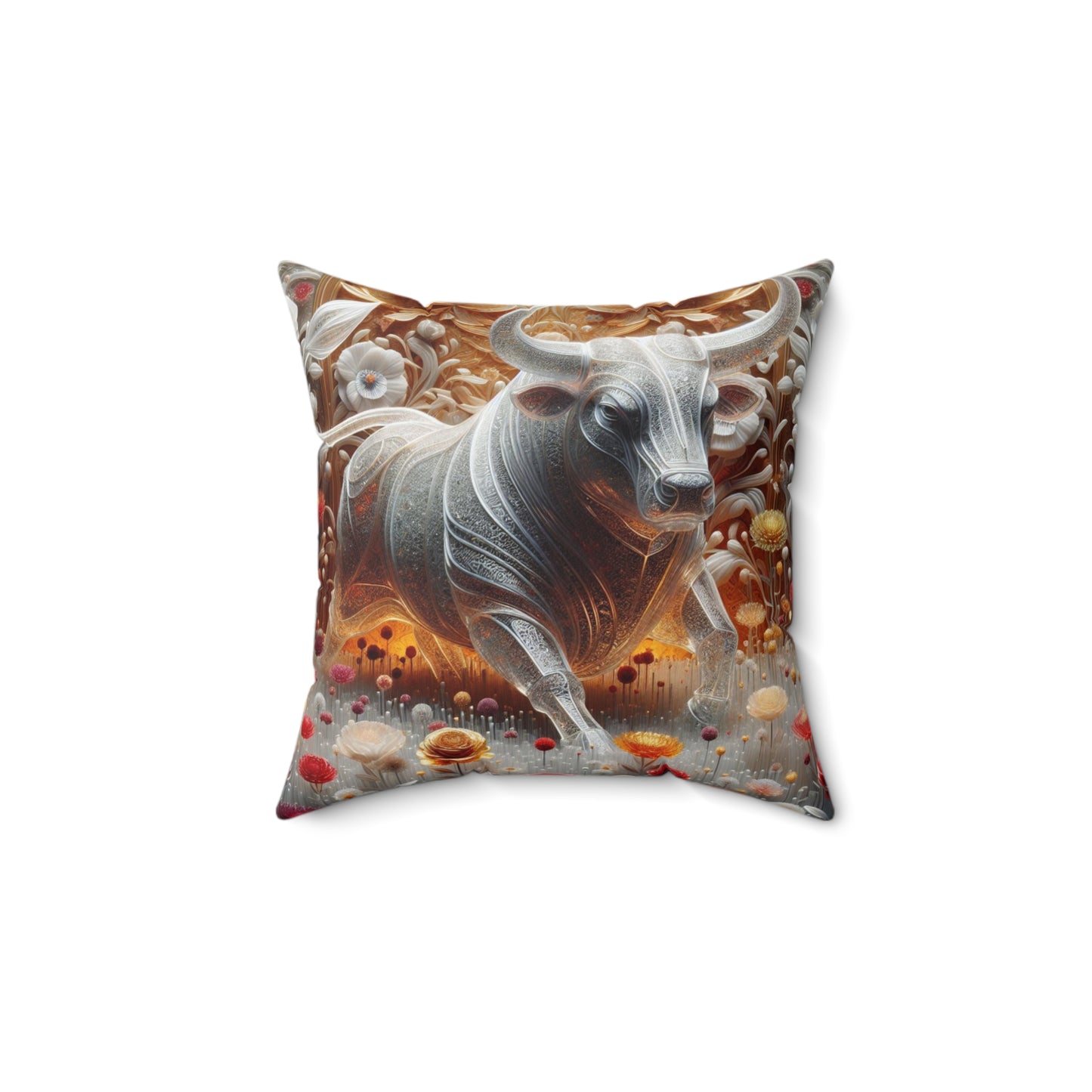 Sculpted Elegance and Blossoms - Taurus - Taurus Sculpted Elegance and Blossoms Pillow - 31.2
