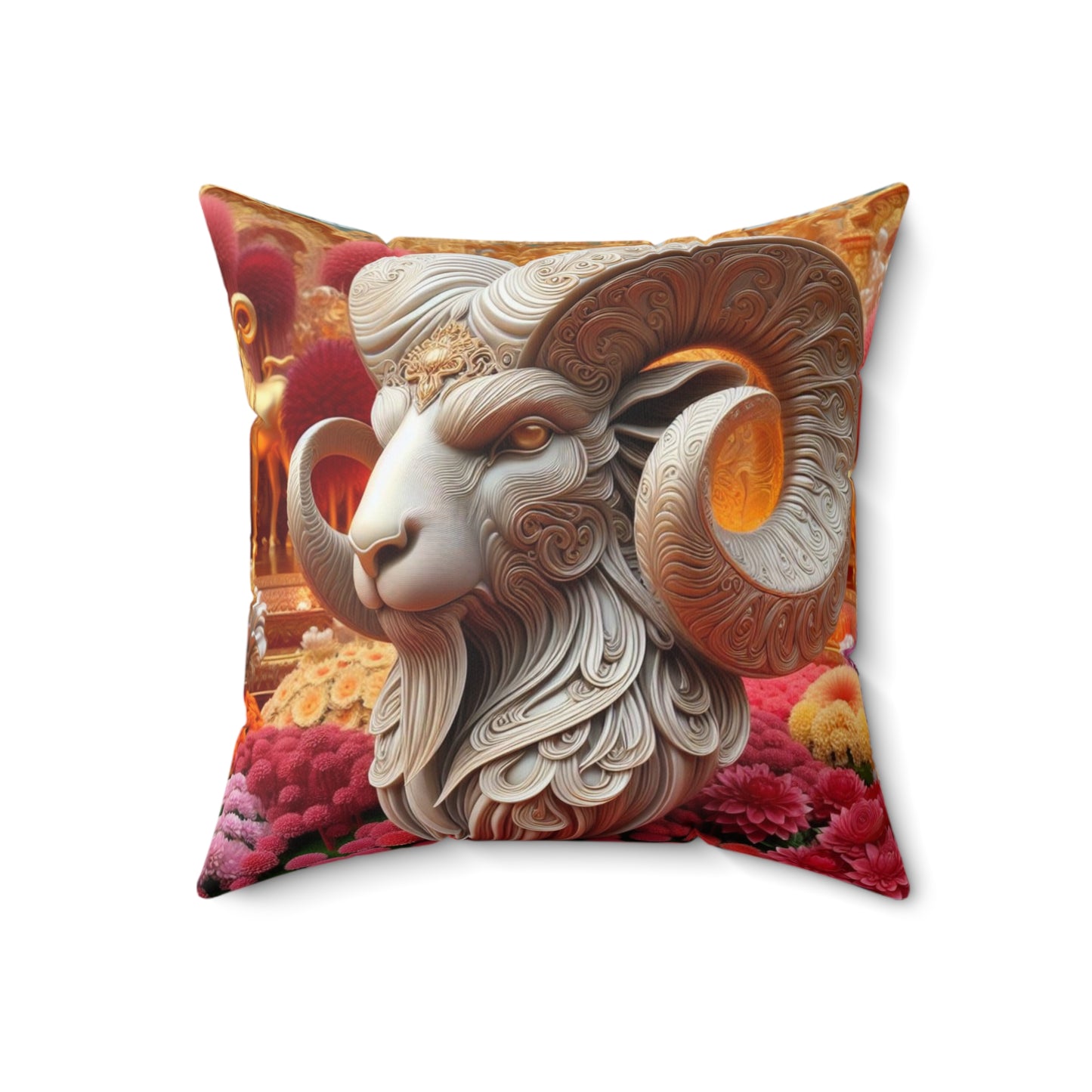 Sculpted Elegance and Blossoms - Aries - Aries Sculpted Elegance and Blossoms Pillow - 31.2