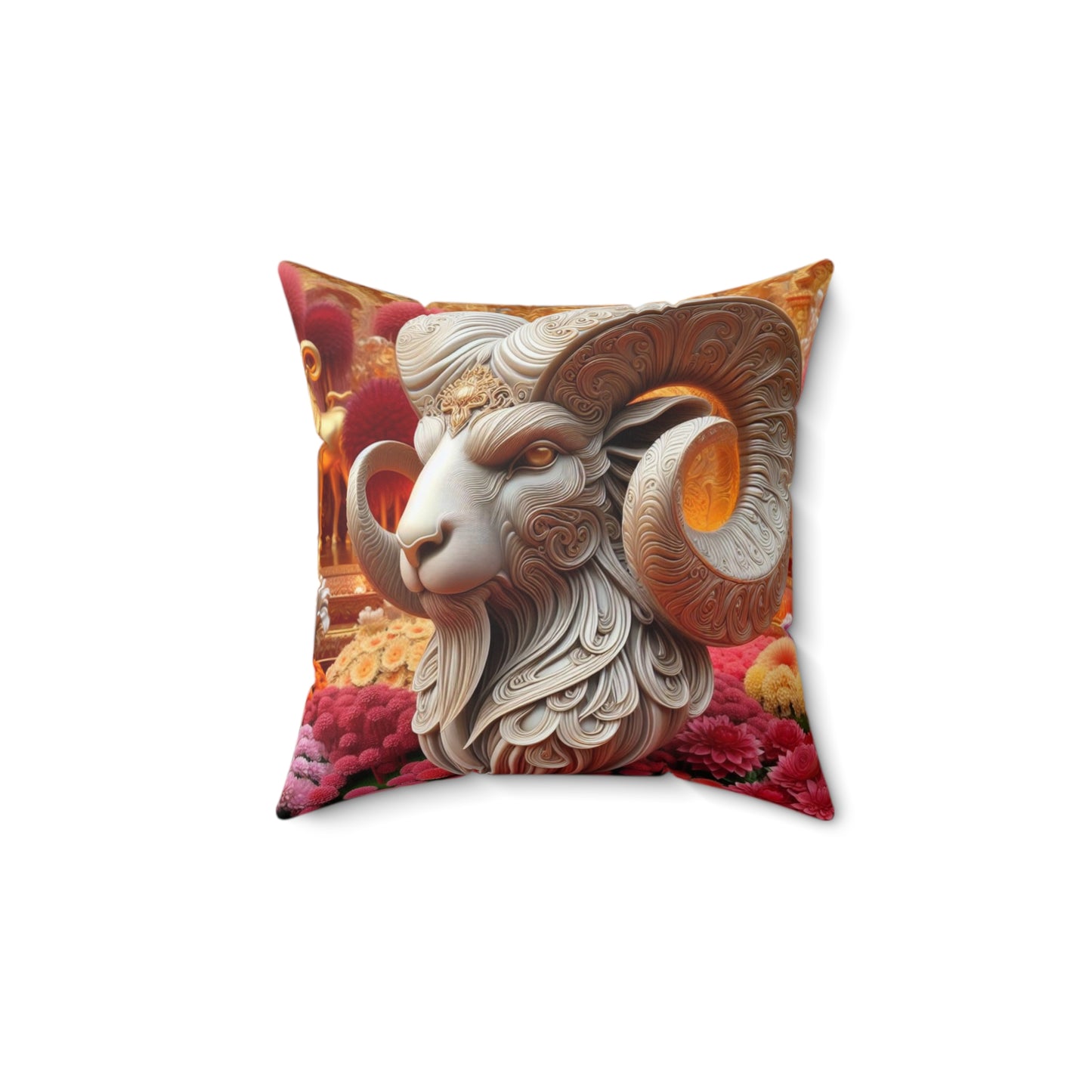Sculpted Elegance and Blossoms - Aries - Aries Sculpted Elegance and Blossoms Pillow - 31.2