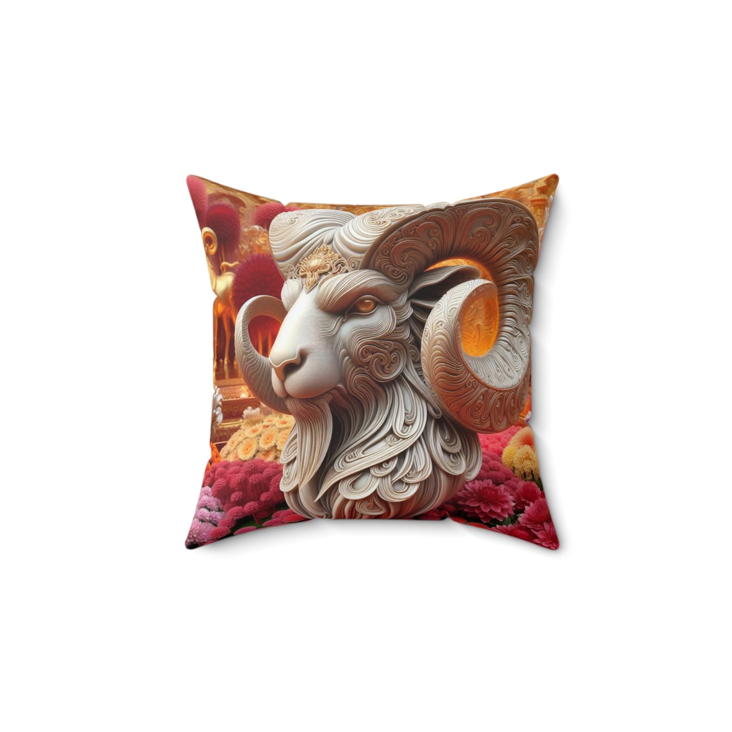 Sculpted Elegance and Blossoms - Aries - Aries Sculpted Elegance and Blossoms Pillow - 31.2