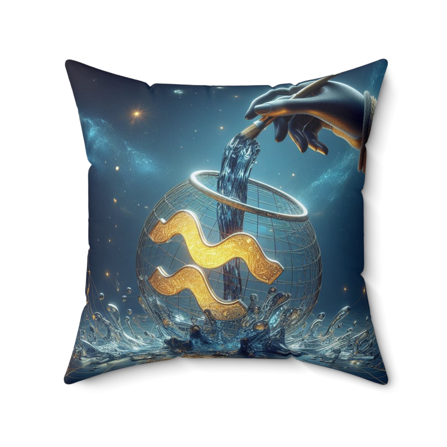 Sculpted Elegance and Blossoms - Aquarius - Aquarius Sculpted Elegance and Blossoms Pillow - 31.2