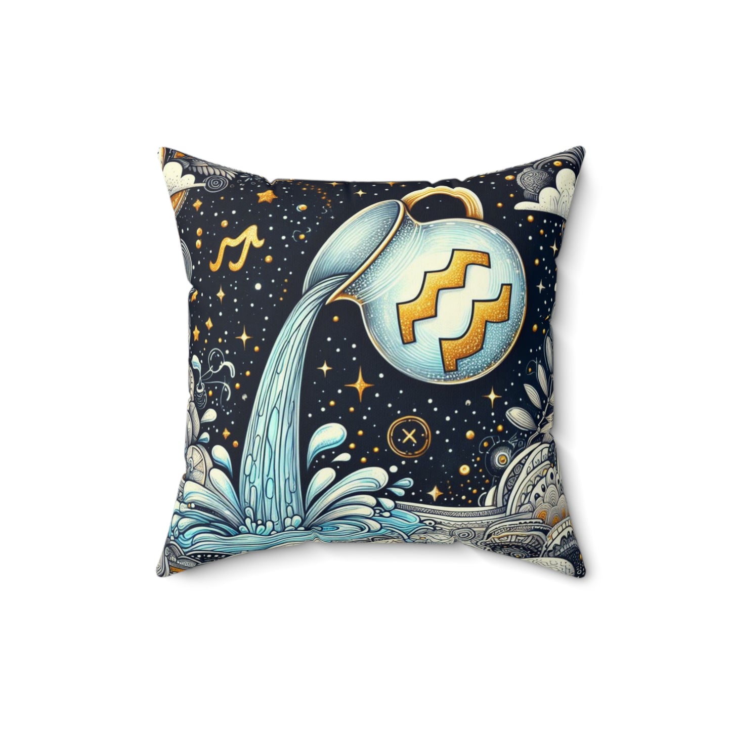 Astrological Artistry - Aquarius - Aquarius Artistic Symbolism Pillow - 33