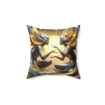 Sculpted Elegance and Blossoms - Gemini - Gemini Sculpted Elegance and Blossoms Pillow - 31.2