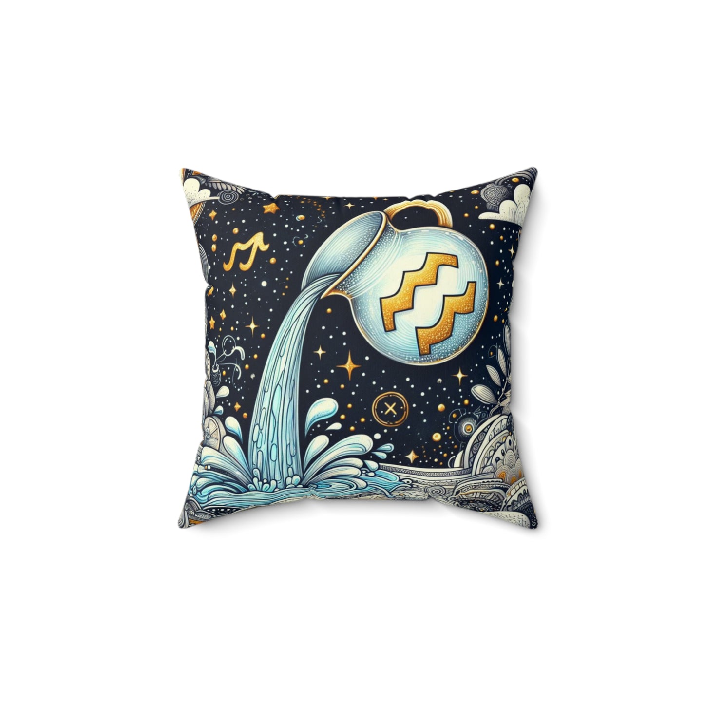 Astrological Artistry - Aquarius - Aquarius Artistic Symbolism Pillow - 33