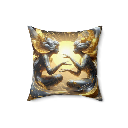 Sculpted Elegance and Blossoms - Gemini - Gemini Sculpted Elegance and Blossoms Pillow - 31.2