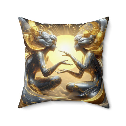Sculpted Elegance and Blossoms - Gemini - Gemini Sculpted Elegance and Blossoms Pillow - 31.2