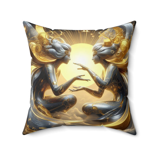Sculpted Elegance and Blossoms - Gemini - Gemini Sculpted Elegance and Blossoms Pillow - 31.2
