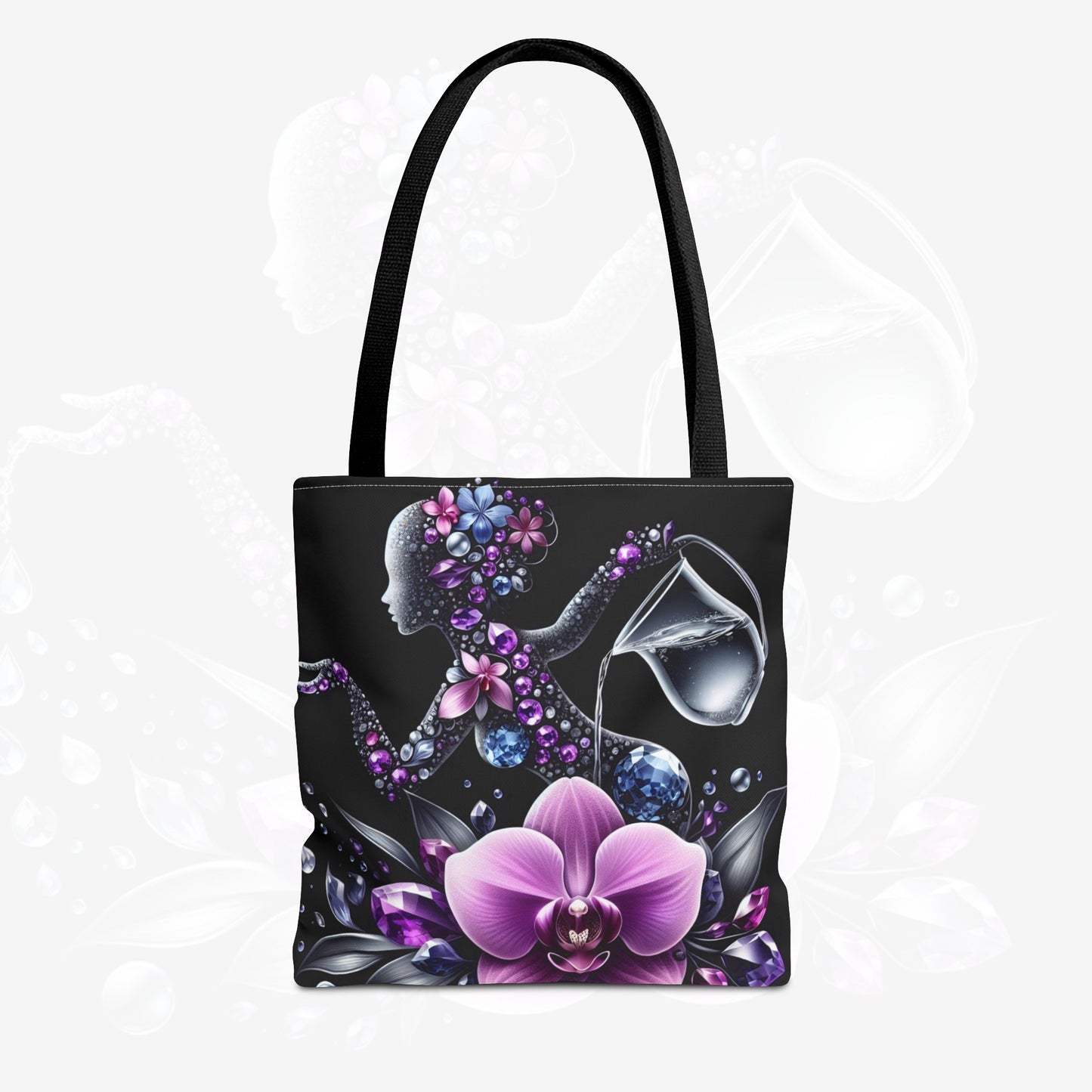 Astrological Blossoms and Crystals - Aquarius Visionary Insight Tote Bag - 50