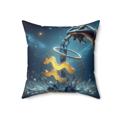 Sculpted Elegance and Blossoms - Aquarius - Aquarius Sculpted Elegance and Blossoms Pillow - 31.2