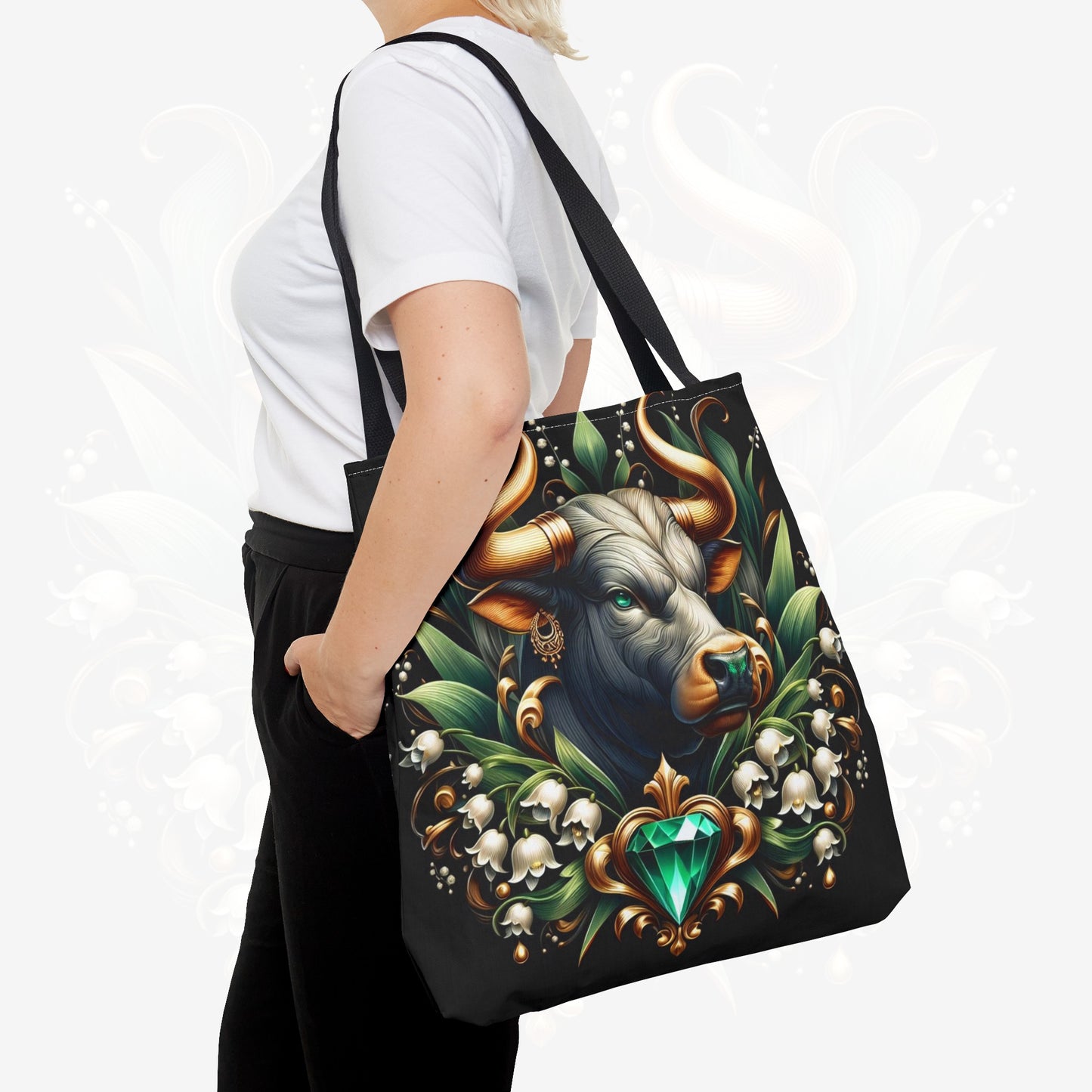Astrological Blossoms and Crystals - Taurus - Earthly Elegance Tote Bag