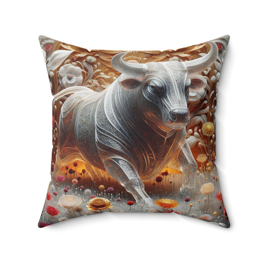 Sculpted Elegance and Blossoms - Taurus - Taurus Sculpted Elegance and Blossoms Pillow - 31.2