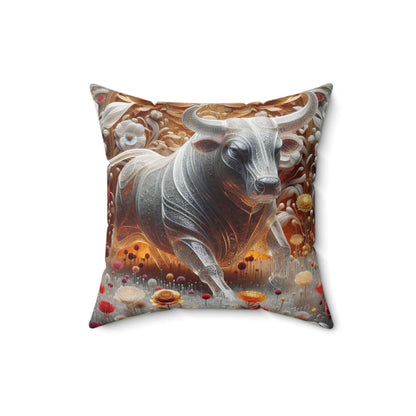 Sculpted Elegance and Blossoms - Taurus - Taurus Sculpted Elegance and Blossoms Pillow - 31.2