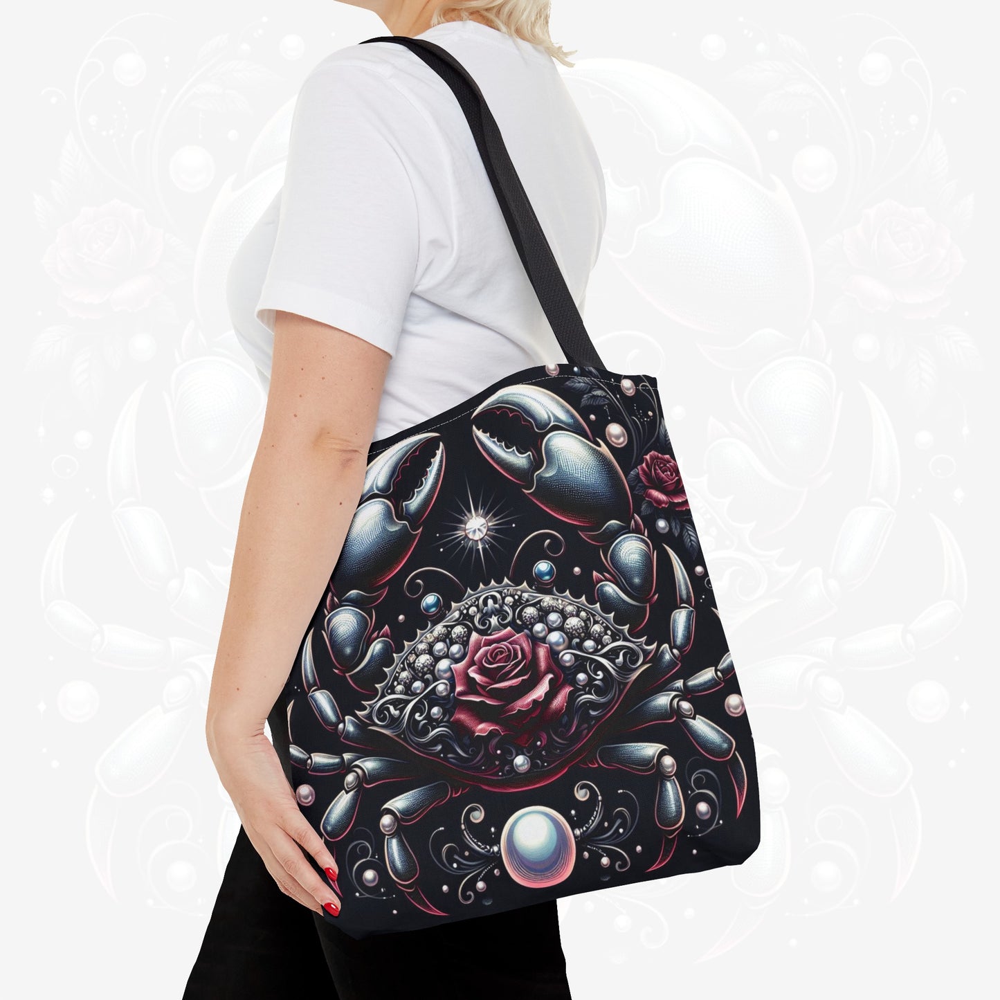 Astrological Blossoms and Crystals - Cancer - Moonlit Serenity Tote Bag - 50