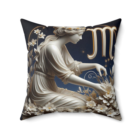 Sculpted Elegance and Blossoms - Virgo - Virgo Sculpted Elegance and Blossoms Pillow - 31.2