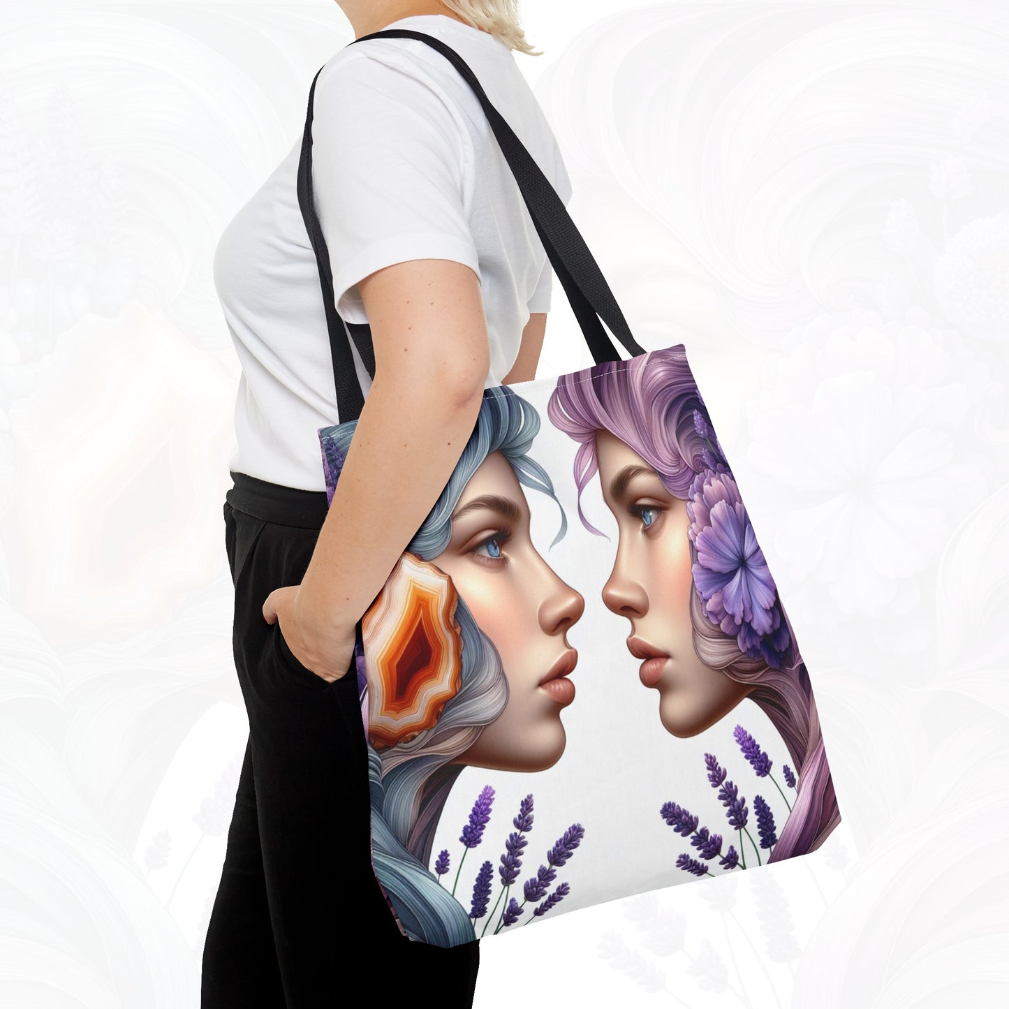 Astrological Blossoms and Crystals - Gemini - Dual Harmony Tote Bag - 50