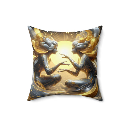 Sculpted Elegance and Blossoms - Gemini - Gemini Sculpted Elegance and Blossoms Pillow - 31.2