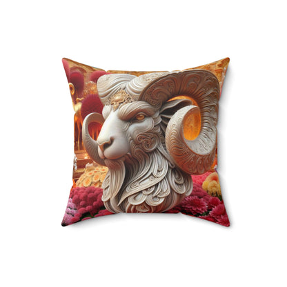 Sculpted Elegance and Blossoms - Aries - Aries Sculpted Elegance and Blossoms Pillow - 31.2