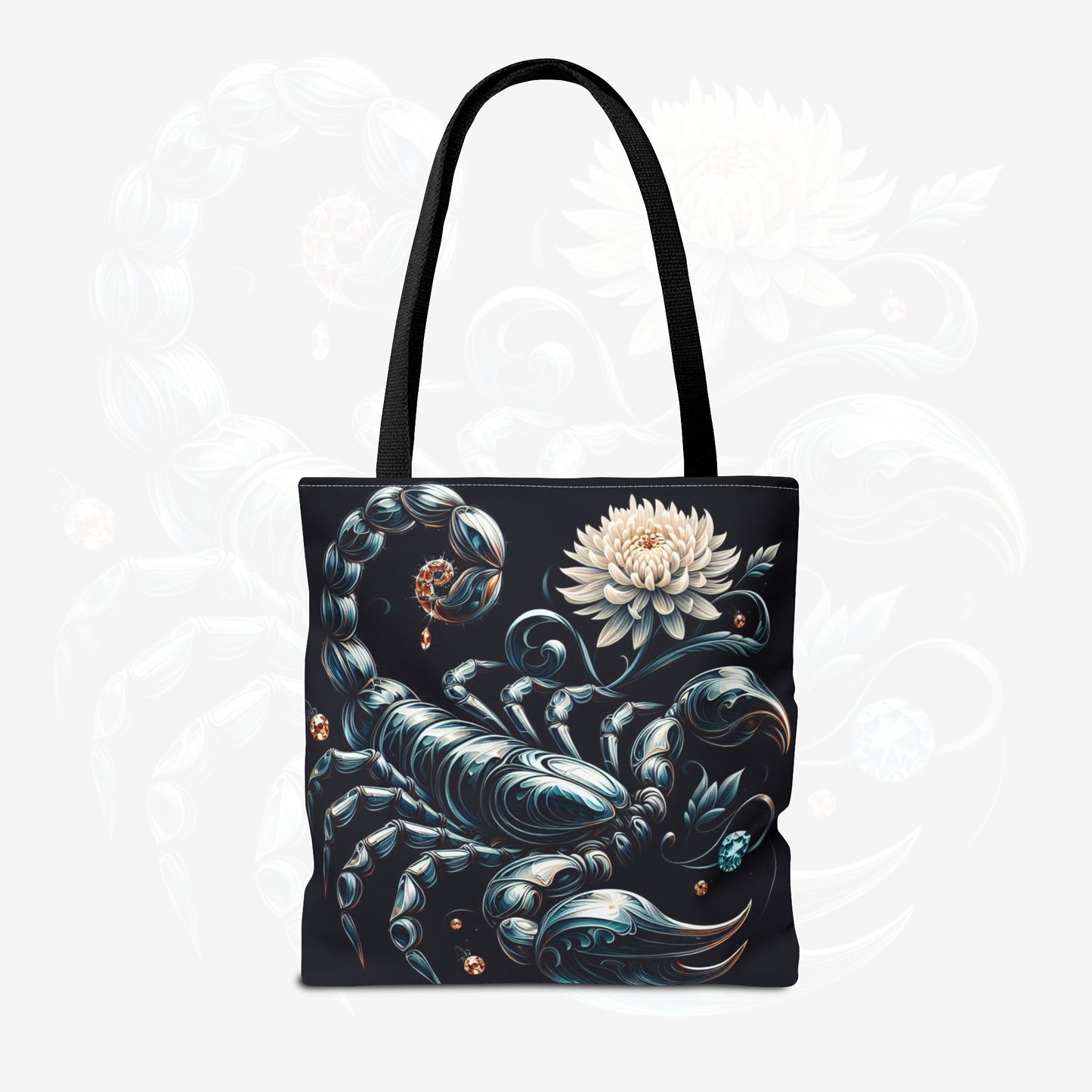 Astrological Blossoms and Crystals - Scorpio - Mystical Depths Tote Bag - 50