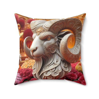 Sculpted Elegance and Blossoms - Aries - Aries Sculpted Elegance and Blossoms Pillow - 31.2