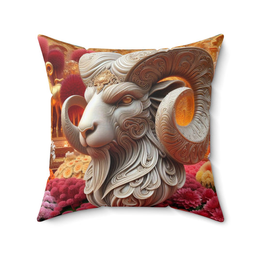 Sculpted Elegance and Blossoms - Aries - Aries Sculpted Elegance and Blossoms Pillow - 31.2