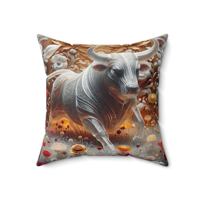 Sculpted Elegance and Blossoms - Taurus - Taurus Sculpted Elegance and Blossoms Pillow - 31.2