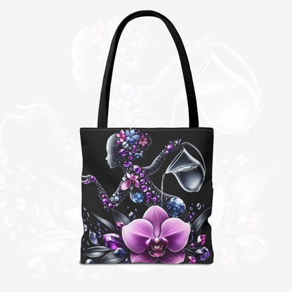 Astrological Blossoms and Crystals - Aquarius Visionary Insight Tote Bag - 50