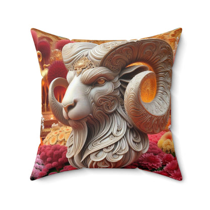 Sculpted Elegance and Blossoms - Aries - Aries Sculpted Elegance and Blossoms Pillow - 31.2